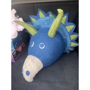 Pottery Barn Kids Dinosaur Triceratops Felt wall decor Boys Bedroom Blue Animal